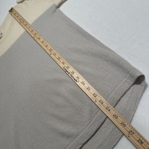 J Crew Women's Sweater XS Gray Ivory Color Block Merino Wool Minimal Neutral - Picture 9 of 10